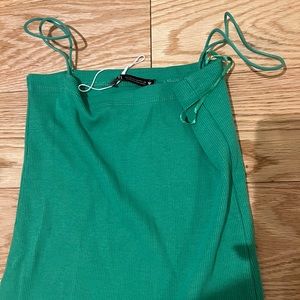 Zara ribbed tight green dress size medium so flattering